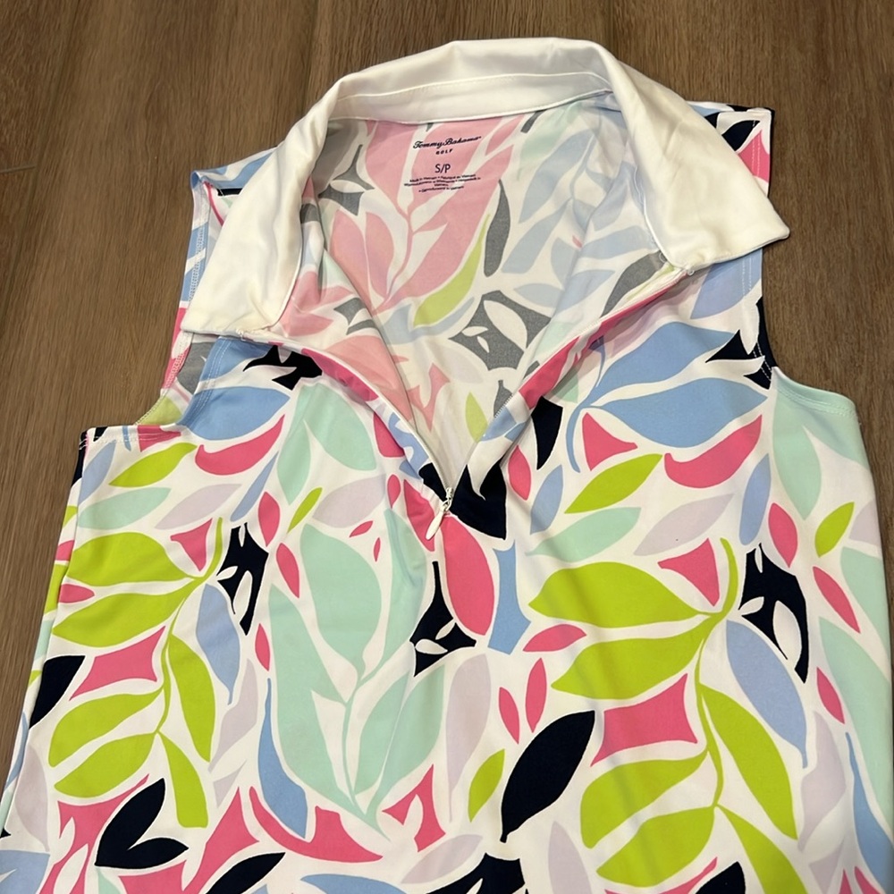 Tommy Bahama Sleeveless Polo Tank Top in White, Pink, Light Blue, Lime, Navy - Picture 8 of 10